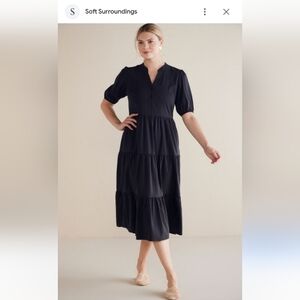 Soft Surroundings Elegant Black Midi Dress 1X